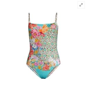 Johnny Was mixed print one piece swimsuit
